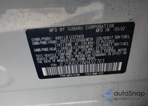 2022 Subaru Forester Premium из США, поврежденный, VIN JF2SKADC0NH492763